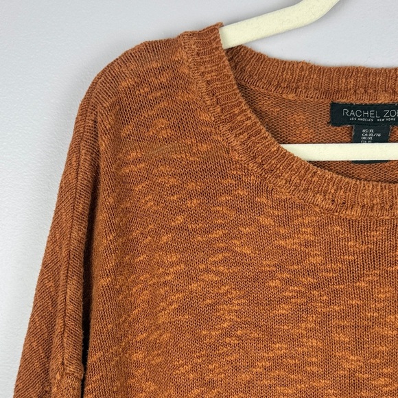Rachel Zoe Cotton Linen Blend Burnt Orange Crewneck Long Sleeve XL Sweater - Picture 6 of 12